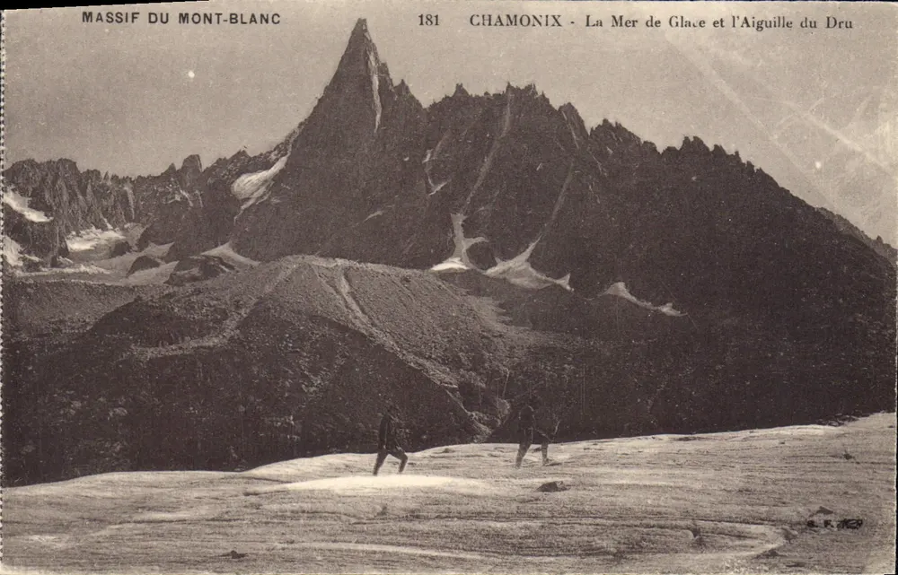 Chamonix - Die Mer de Glace und die Aiguille du Dru — Mont Blanc-Massiv — Verlag C.R. MÉO, Nr. 181 - Vorderseite