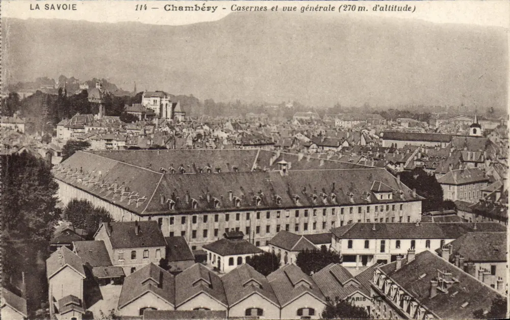 Chambéry - Kasernen und allgemeiner Blick (270 m. Höhe) — LA SAVOIE — B. F. PARIS 114 - Vorderseite