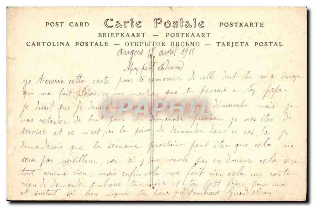 Angers — Stoel van de Kathedraal — ND Phot. - Achterkant