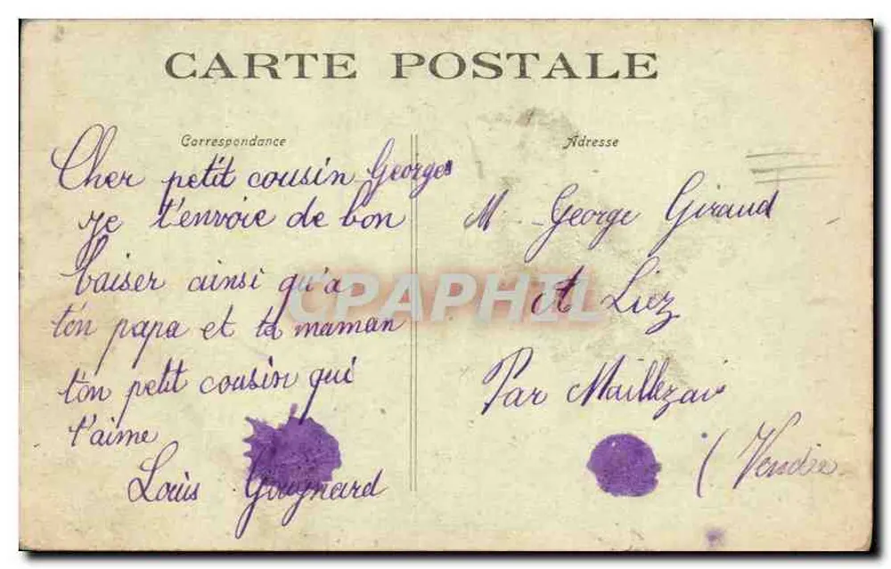 Młodzi Bretoni — powitania — Kolekcja Villard, Quimper, nr 4321 - Rewers