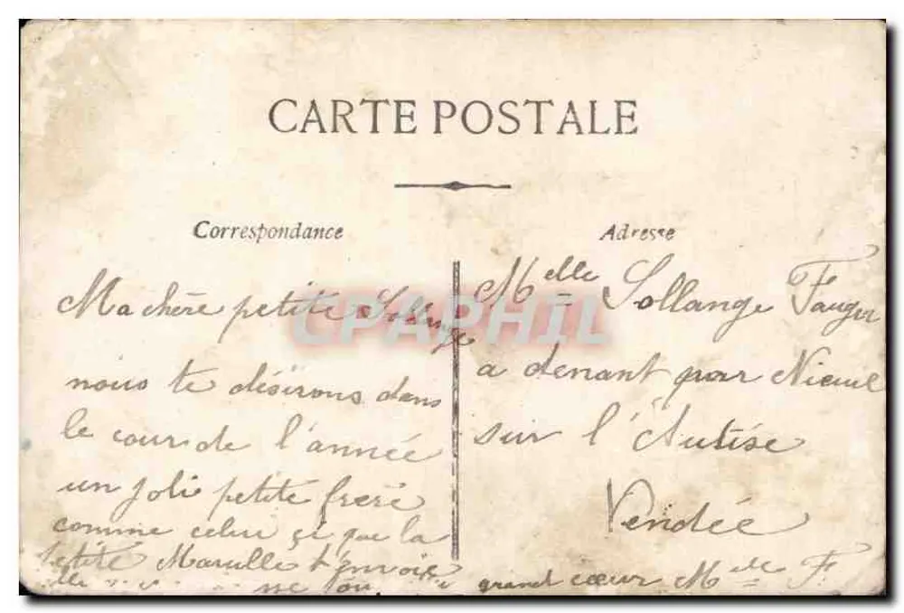 Menina em uniforme marítimo — segurando um buquê de rosas — J.E. PARIS - Verso