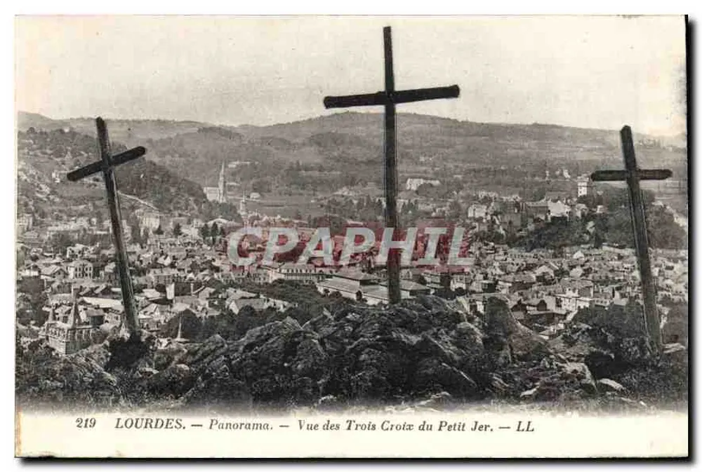 Lourdes — Panorama — Blick auf die Drei Kreuze von Petit Jer — LL - Vorderseite