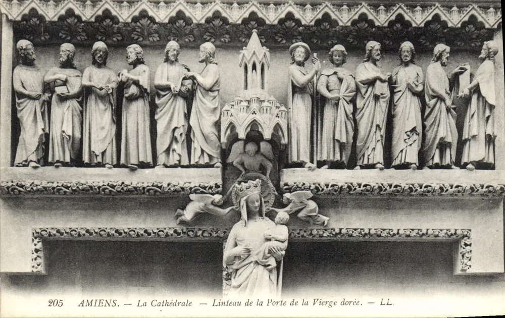 Amiens — Die Kathedrale — Gesims der goldenen Jungfrau-Tür — LL. — Nr. 205 - Vorderseite