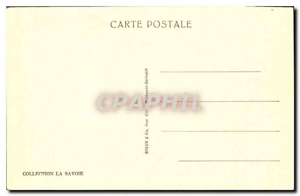 Castelo e Lago de Annecy — vista panorâmica — Coleção La Savoie, editada por Braun & Cie, Mulhouse-Dornach - Verso