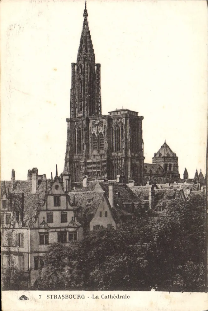 Estrasburgo - A Catedral — vista da flecha e do transepto - Frente