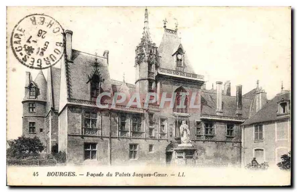Bourges — Facha do Palácio Jacques-Cœur — LL - Frente