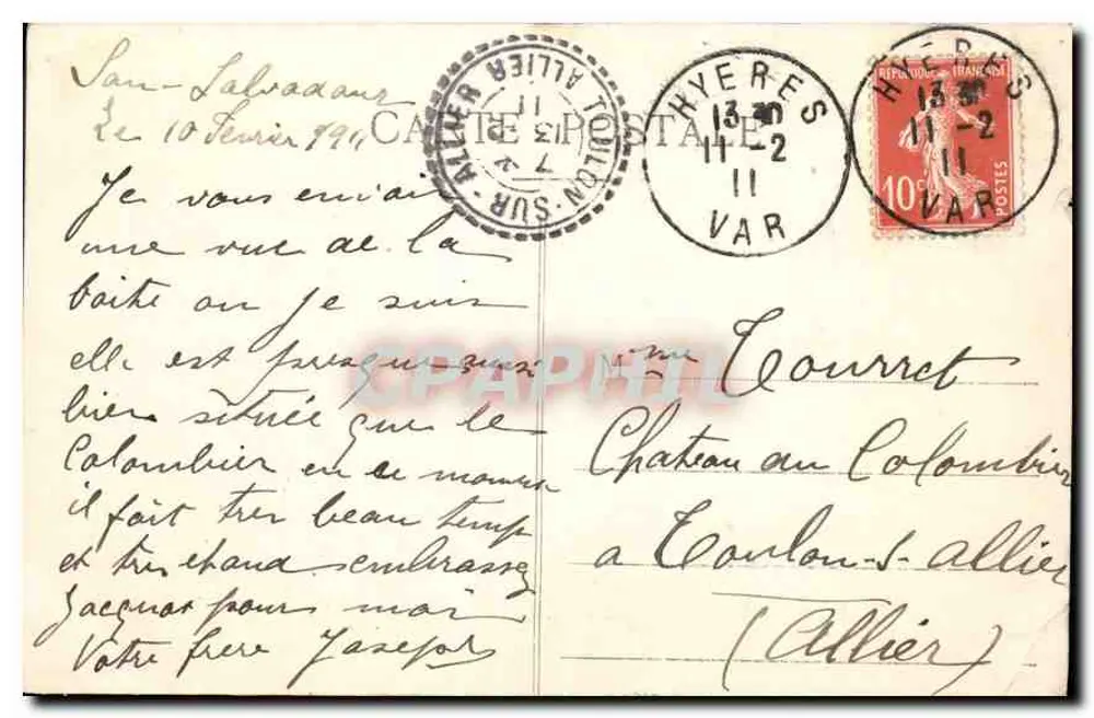 San-Salvadour — Allgemeiner Blick — Verlag Poulilan, Hyères, Nr. 529 - Rückseite