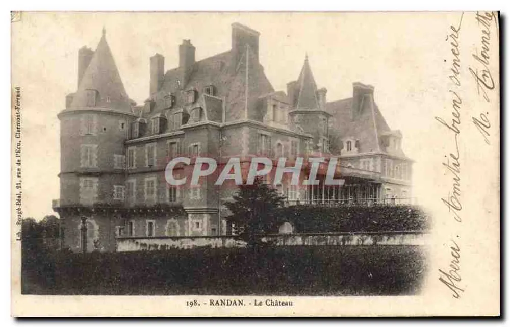 Randan - O Castelo — Lib. Rouge Béral, 21, rue de l'Ex., Châlons-sur-Marne — n° 198 - Frente