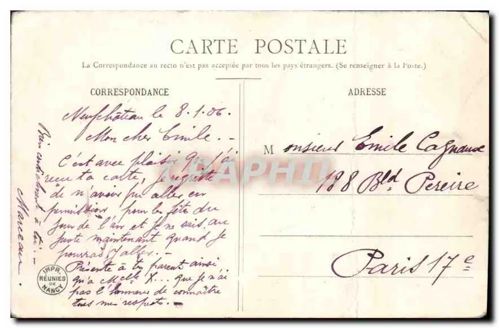 Cupidon — enfant ailé tenant une pancarte — Edition Bergeret - Verso