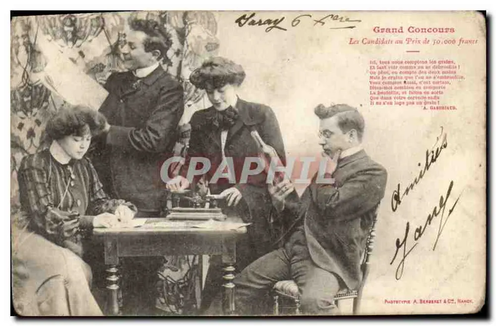 Großer Wettbewerb — Die Kandidaten für den Preis von 50.000 Franc — Phototype A. BERGERET & Cie, Nancy - Vorderseite