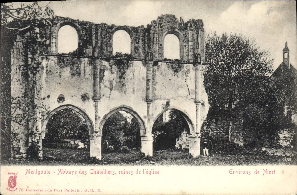 Menigoule - Abtei der Châtelliers, Ruinen der Kirche — Umgebung von Niort — G. B., N. — Sammlung des Pays Poitevin - Vorderseite