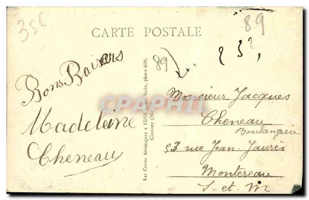 Arcy-sur-Cure (Yonne) — L'Écluse — Editore EDSA, n° 1017 - Verso