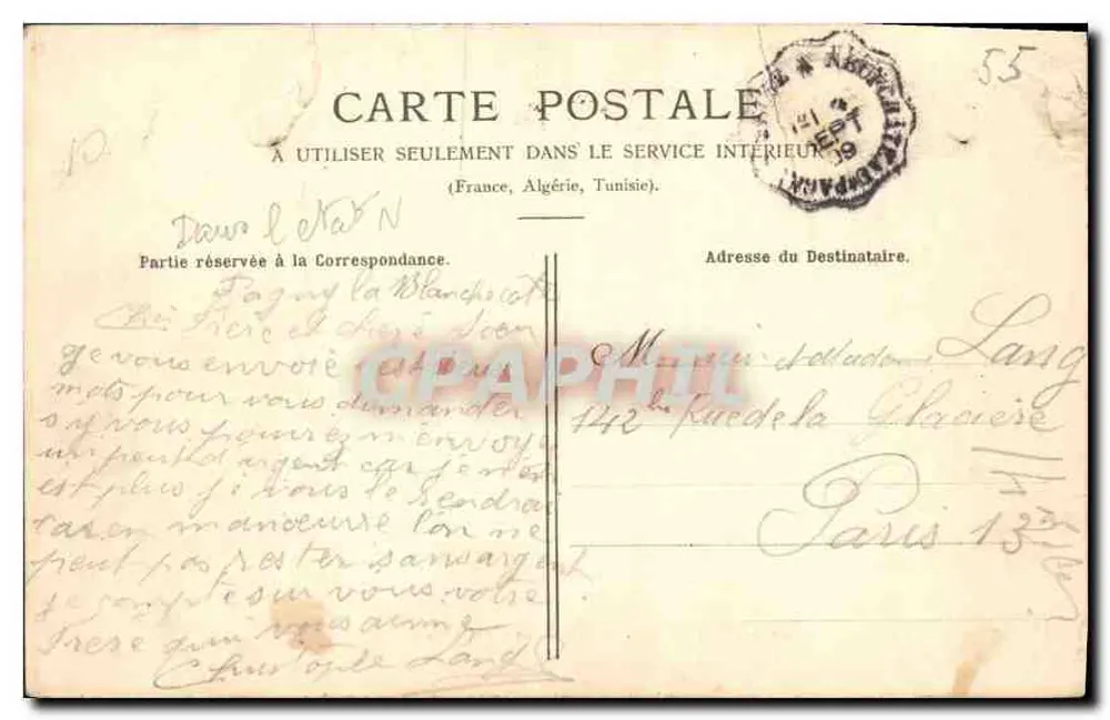 Pagny-la-Blanche-Côte — Rue de la Chapelle — éditeur N. ROUX - Rückseite