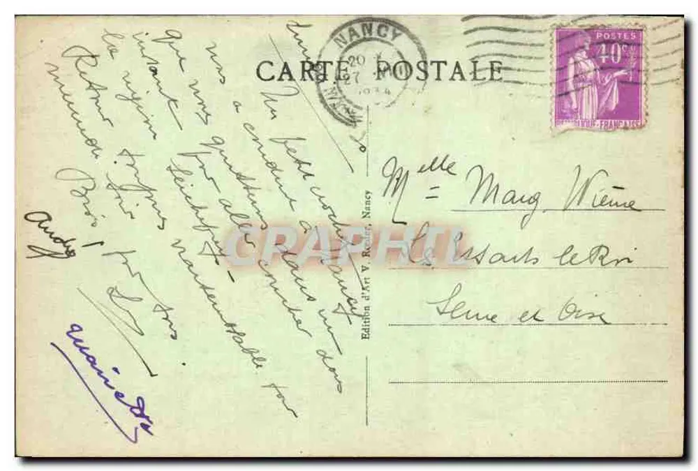 NANCY - Porta da Craffe — editor Éditions d'Art V. Rocher, NANCY - Verso