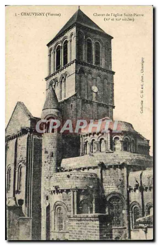 Chauvigny (Vienne) — Ansicht des Chors der Kirche Saint-Pierre (11. und 12. Jahrhundert) — Collectio C. Siard, Foto Chauvigny - Vorderseite