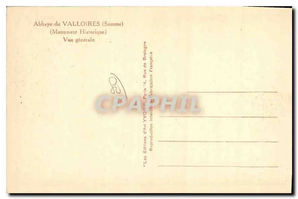 Abbaye de Valloires — Allgemeiner Blick — Éditions d'Art Yvon, Paris - Rückseite