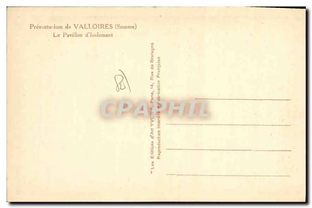Präventorium von Valloires (Somme) — Das Isolationspavillon — Art Editions YVCN, Paris - Rückseite