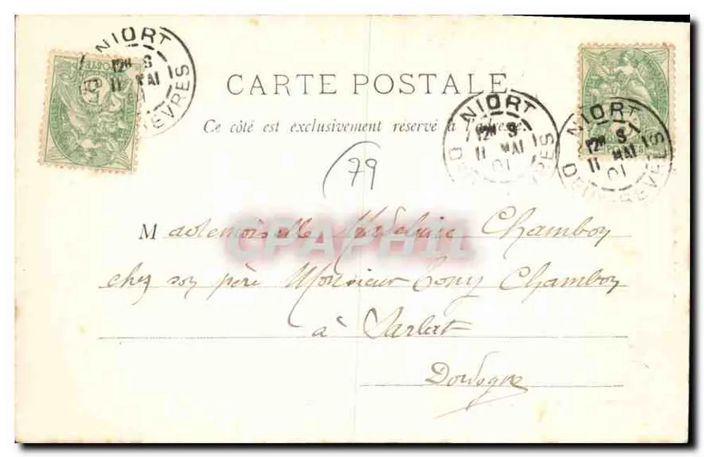 Menigoute (Deux-Sèvres) — Ruinen der Abteikirche — Jules Rulands, phot. — Nr. 218 — Pottiers - Rückseite