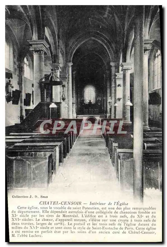 Châtel-Censoir — Innenansicht der Kirche — Sammlung J. D. Sans - Vorderseite