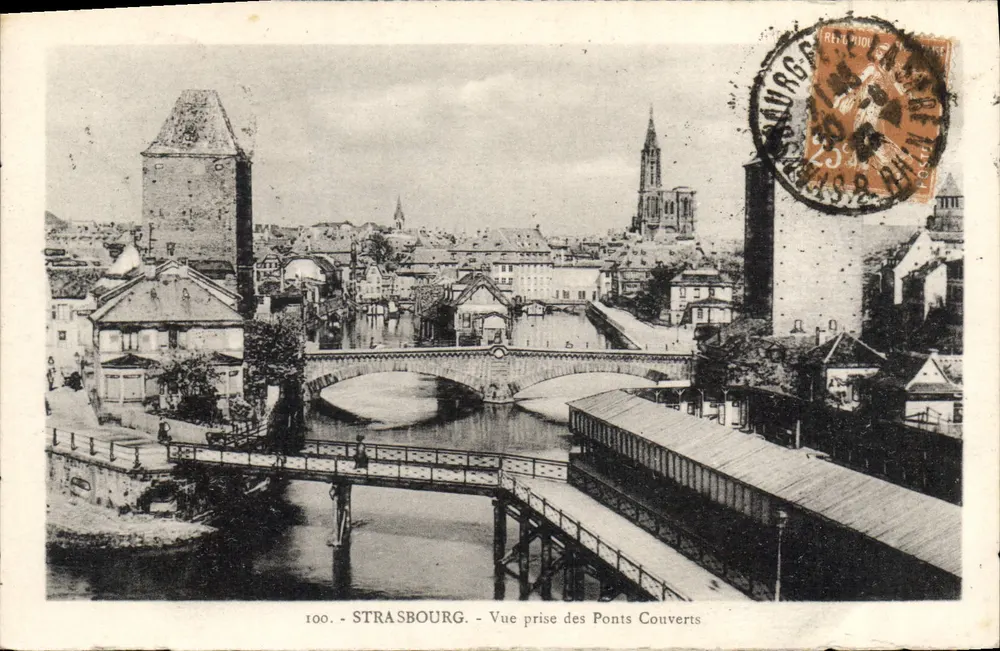 Straßburg — Ansicht vom Ponts Couverts — Verlag 'La Cigogne', n° 100 - Vorderseite