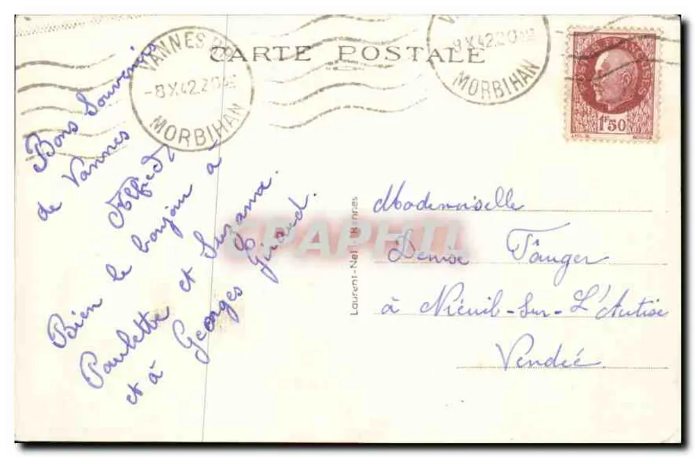 Vannes — O Hotel de Ville — Visa Rennes - Verso