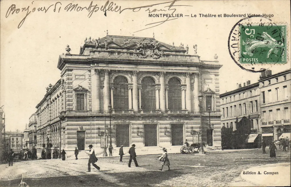 Montpellier — Ansicht des Theaters und Boulevard Victor-Hugo — Edition A. Compan - Vorderseite
