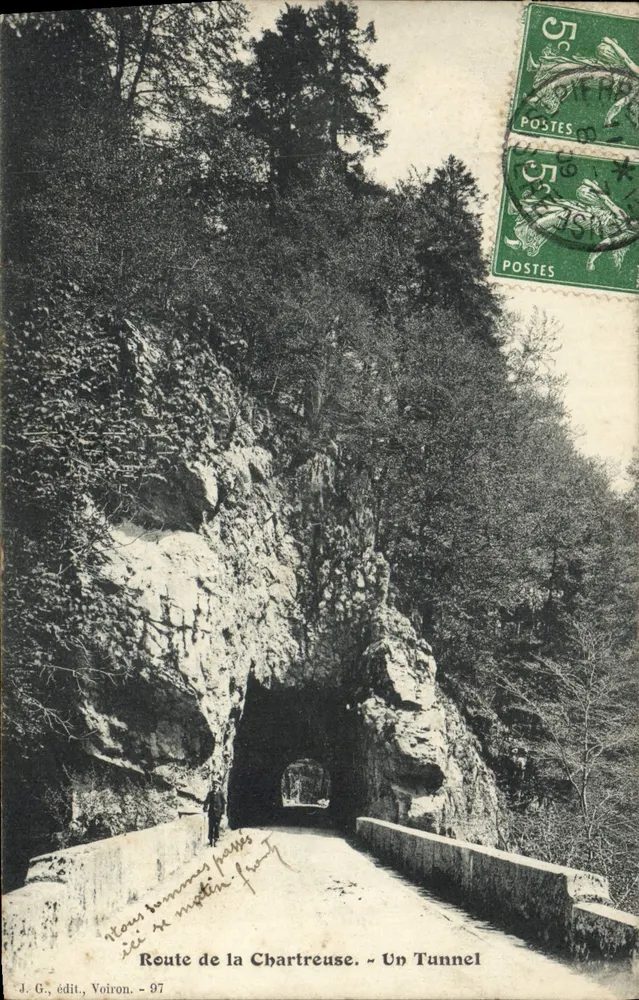 Rodovia da Chartreuse — Um Túnel — J.G., editor, Voiron - 97 - Frente