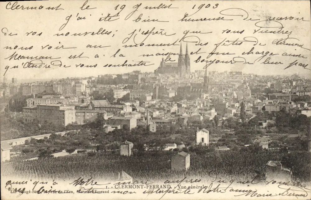 Clermont-Ferrand — Ogólny widok — Wyd. Rouge-Réa, 24 rue de l'Écu, Clermont-Ferrand - Awers