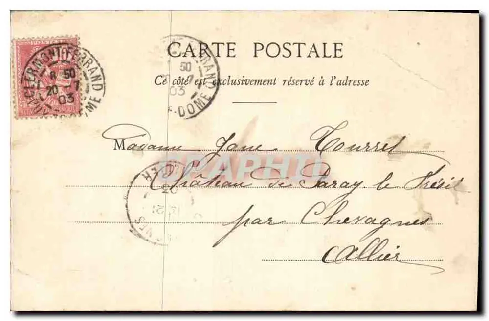 Clermont-Ferrand — Ogólny widok — Wyd. Rouge-Réa, 24 rue de l'Écu, Clermont-Ferrand - Rewers