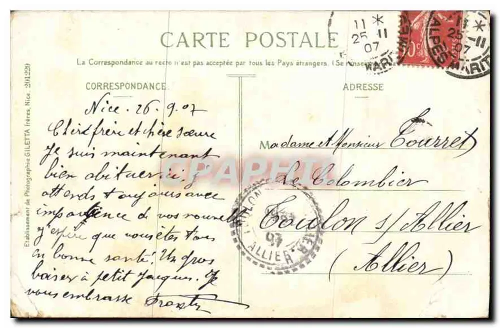 Nice — Gärten der Palmiers und das Casino — Edition Gilletta, Foto von Nice, Nr. 11 - Rückseite