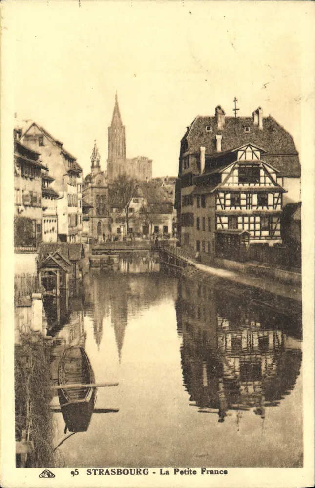 Strasbourg - La Petite France — Ansicht des Kanals mit Spiegelungen und Kirche — Verlag 'C. ALBAN & Cie' n°95 - Vorderseite