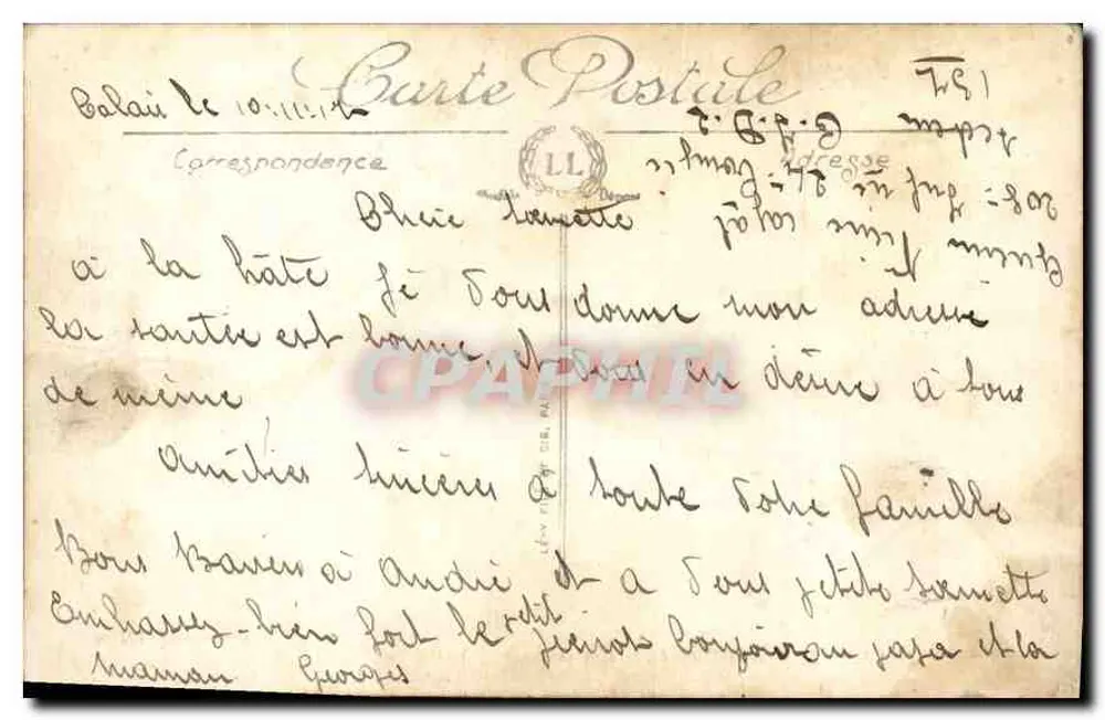 Calais — La Stazione Centrale (lato nord) — Central Railway Station — Edizione Emile Pillets - Verso