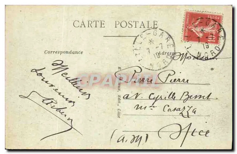 Lille — Estátua e Praça Jeanne-d'Arc — E. C. - Verso