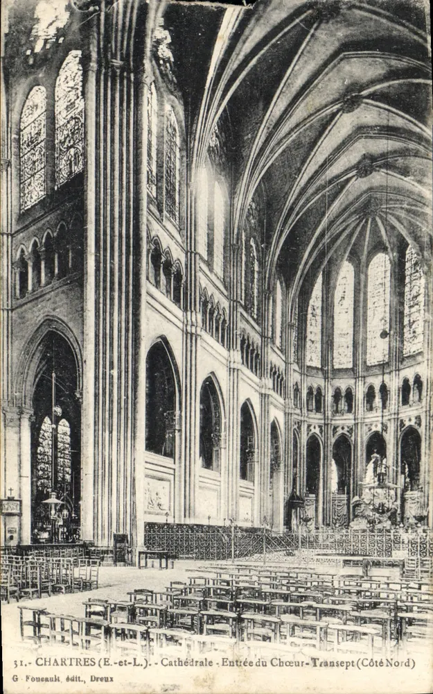 Chartres (E.-et-L.) - Kathedrale - Eingang zum Chor-Transept (Nordseite) — G. Fousault, Dreux, n°31 - Vorderseite