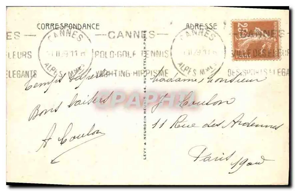 CANNES — Der Strand und das Hotel Carlton. LL — Verlag LL, Nr. 243 - Rückseite