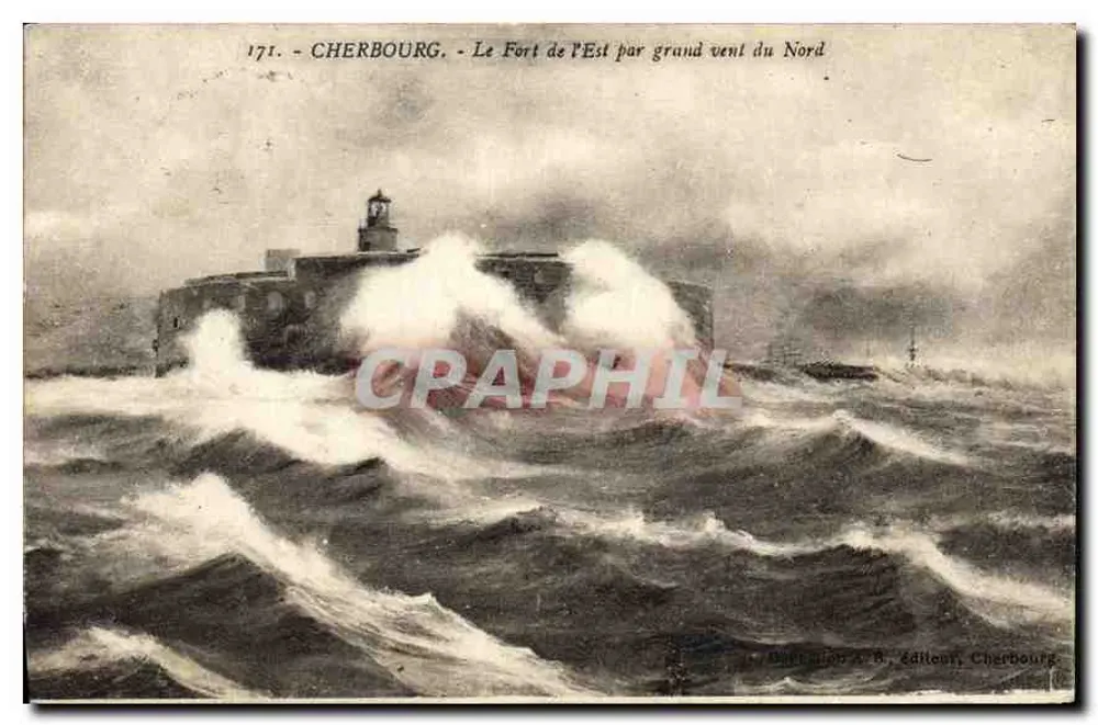 Cherbourg - Das Fort de l'Est bei stürmischem Nordwind — Éditions B. Editeurs Cherbourg, n°171 - Vorderseite