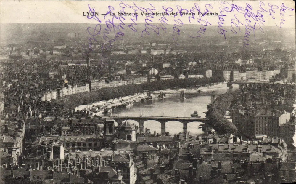 LYON — Die Saône und Seitenansicht der Monts Lyonnais — Verlag Cardon, Nr. 6316 - Vorderseite