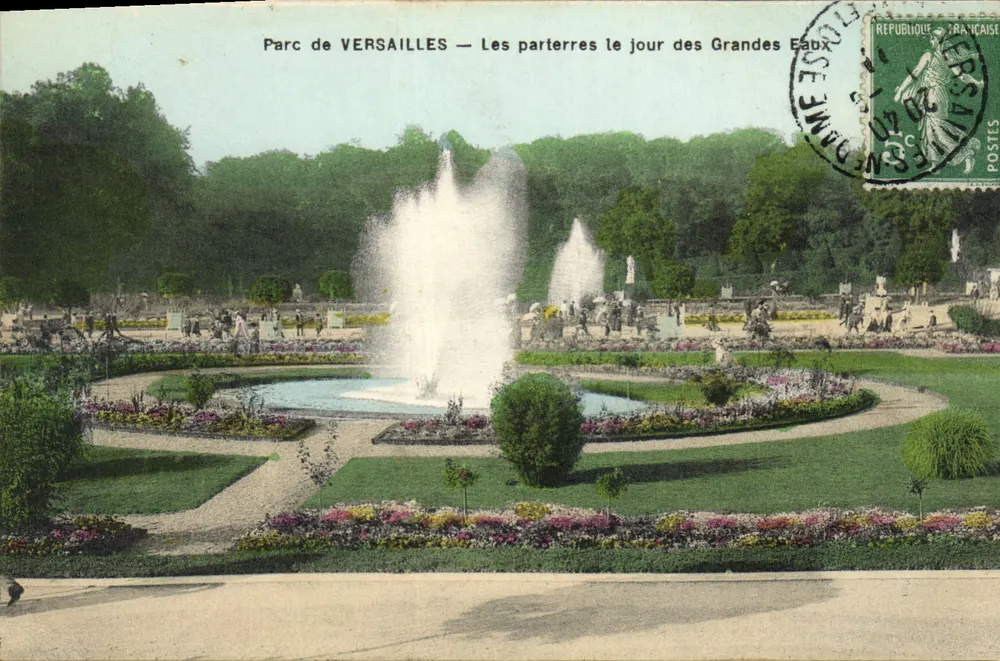 Park von VERSAILLES — Die Parterres an dem Tag der Grandes Eaux — Mme Moreau, Verlag - Vorderseite