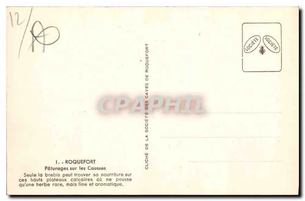 Paspaturi sobre los Causses — Roquefort — Sociedad de los Causses de Roquefort - Reverso
