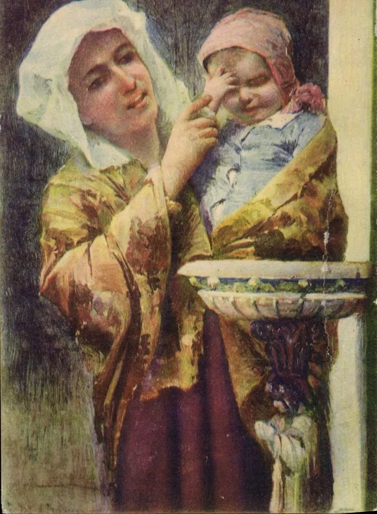 Kindtaufe — religiöse Szene — Edition De Chirico, Serie 20458 - Vorderseite