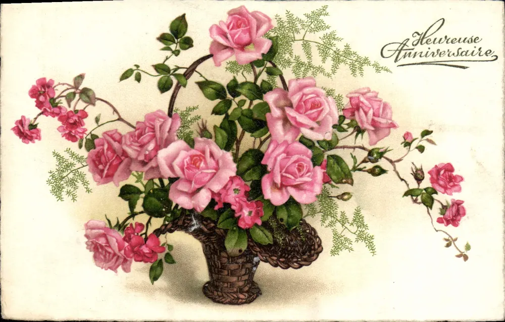 Bouquet de roses — Aniversário — editor não identificado, n° de série 1101 - Frente