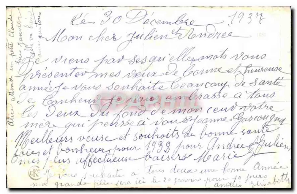 Carta de boas-vindas de inverno — decoração de rosas — texto manuscrito 'Boa Ano' - Verso