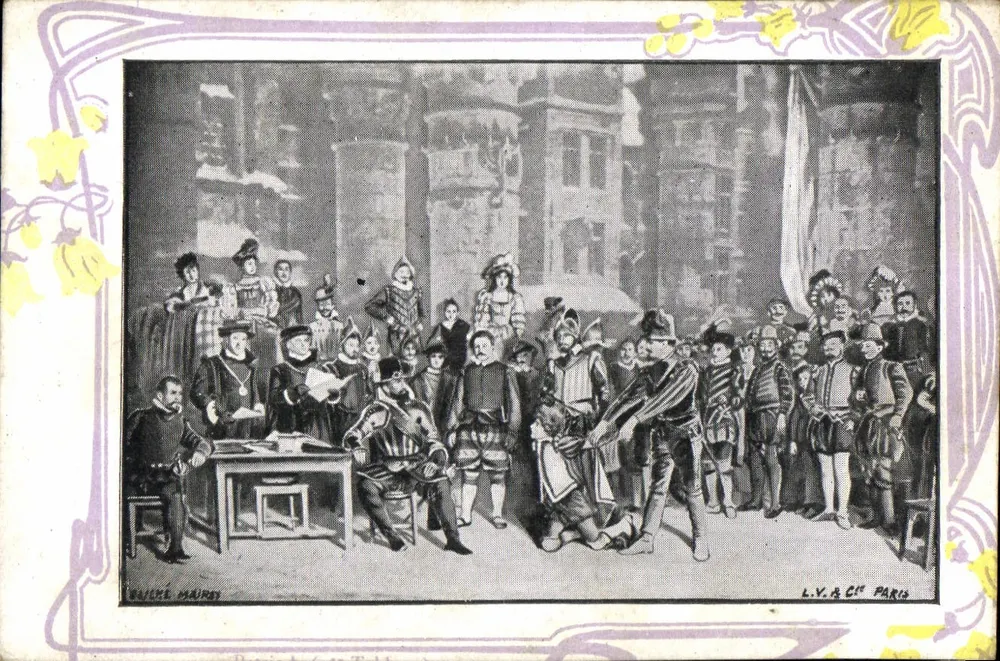 Cena histórica — traje da Renascença — L.V. & Cie Paris - Frente