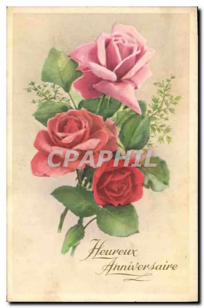 Buquê de rosas — Aniversário — Editor não identificado, número de série não visível - Frente