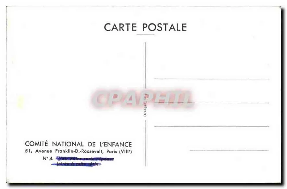 Dois crianças em roupas da época — pintura — COMITÉ NATIONAL DE L'ENFANCE, Paris - Verso
