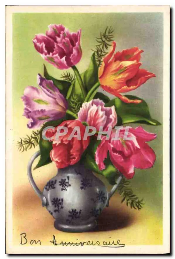 Arranjo de tulipas — Aniversário — Carta postal - Frente