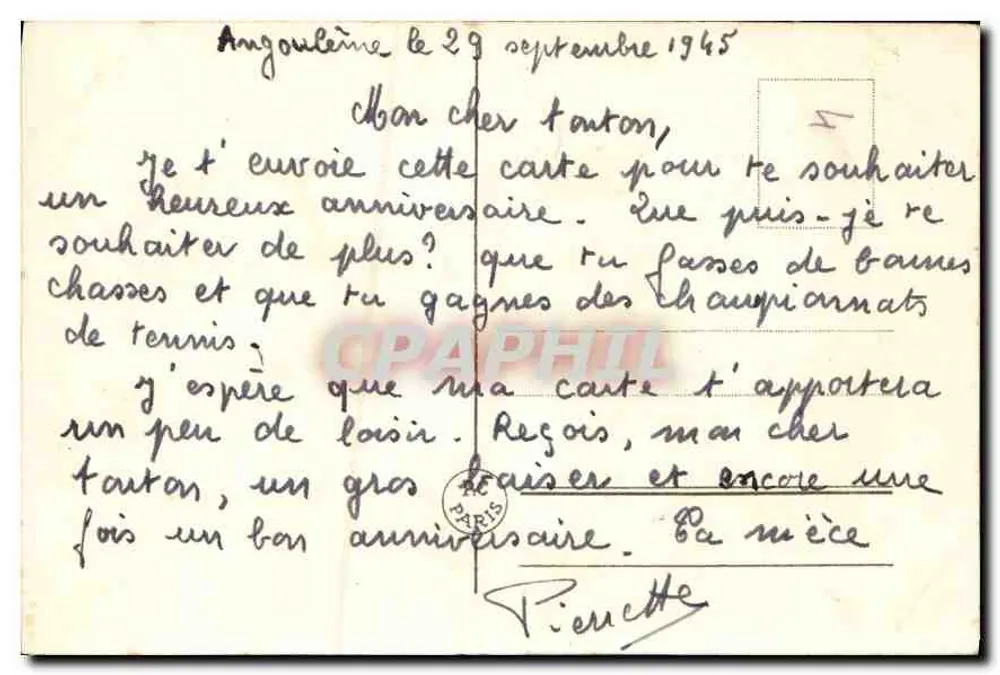 Arranjo de tulipas — Aniversário — Carta postal - Verso