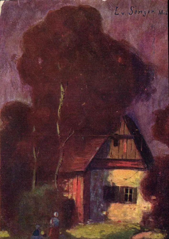 Paisagem com casa — obra de L.v. Songer, Mecklenburg — editor Tuck & Sons, Berlim - Frente