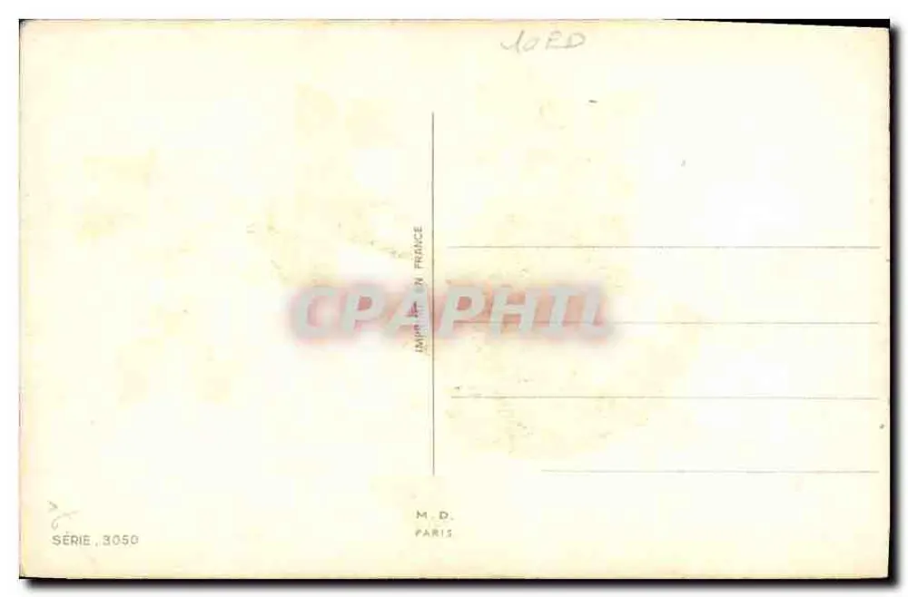 Auguri di felicità — Rose bianche e sperone — M.D. Paris, serie 3050 - Verso