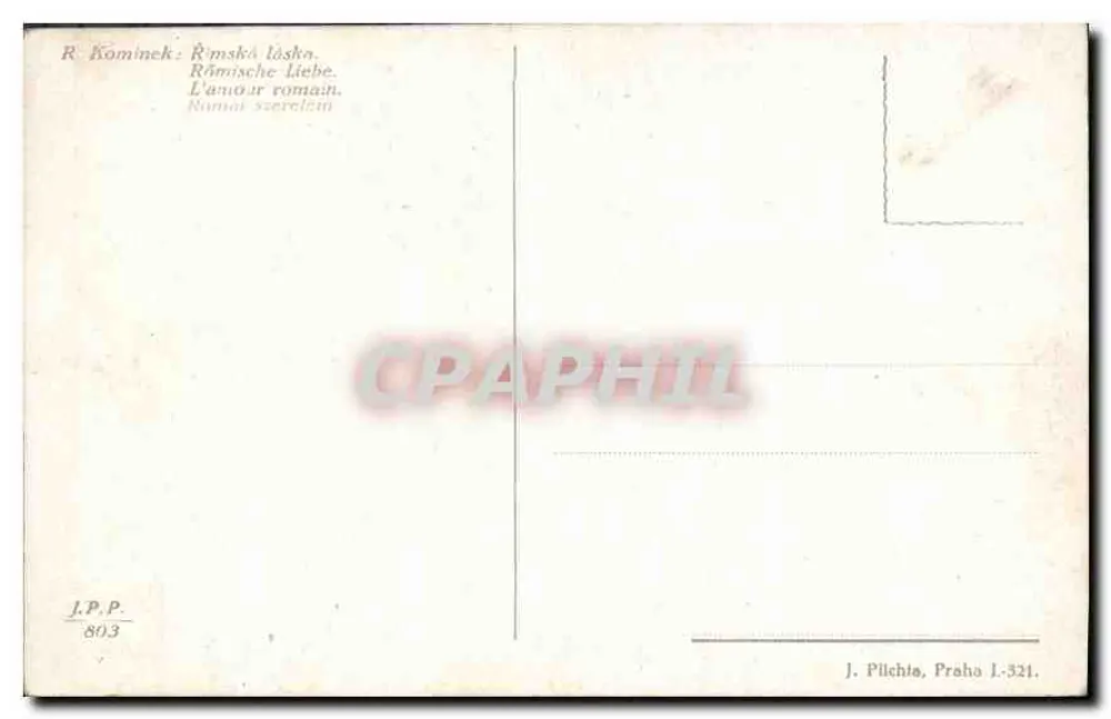 Amor romano — R. Kominek — J. Pilch, Praha J-321 - Verso